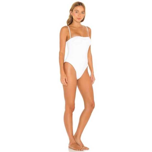 Nwt Revel Rey Ezra One Piece Swimsuit in Iridescent Metallic Barbiecore White - Picture 4 of 10